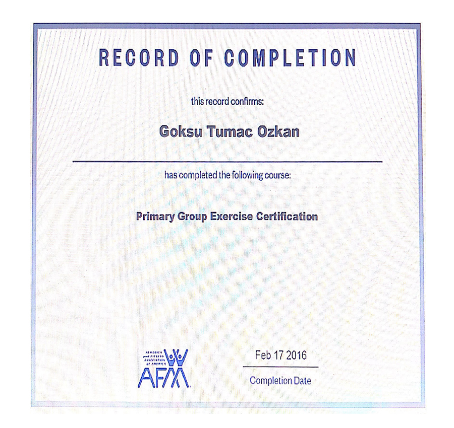 RECORD OF COMPLETION